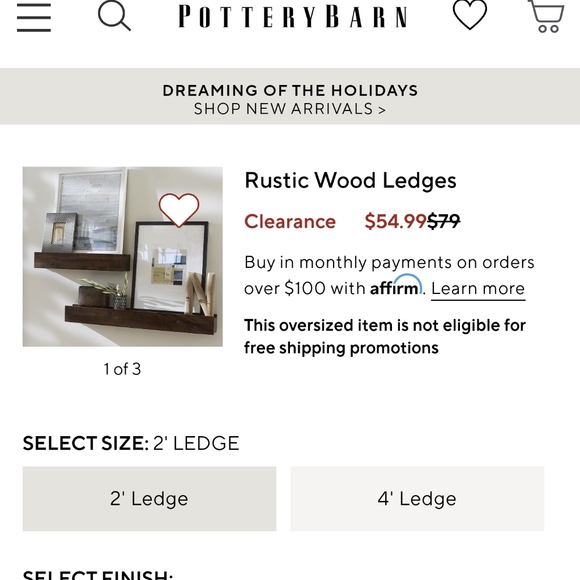 3 PC Lot Pottery Barn Rustic Wood Ledge - Picture 9 of 9
